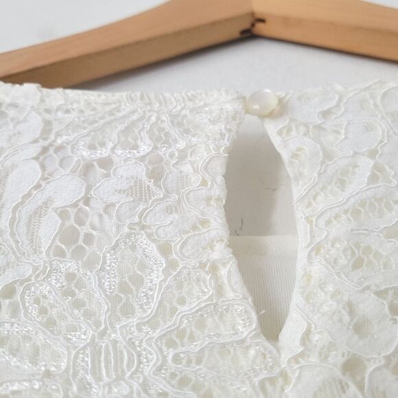 Nanette Lepore White Lace Top Ruffle Sleeve S - Picture 5 of 6